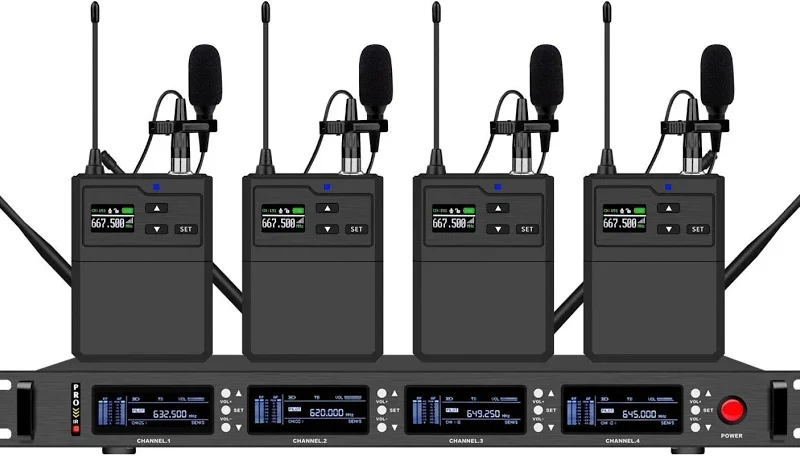 4 Channel Professional Wireless Microphone System (with 4 Body Microphones) / Day Rent