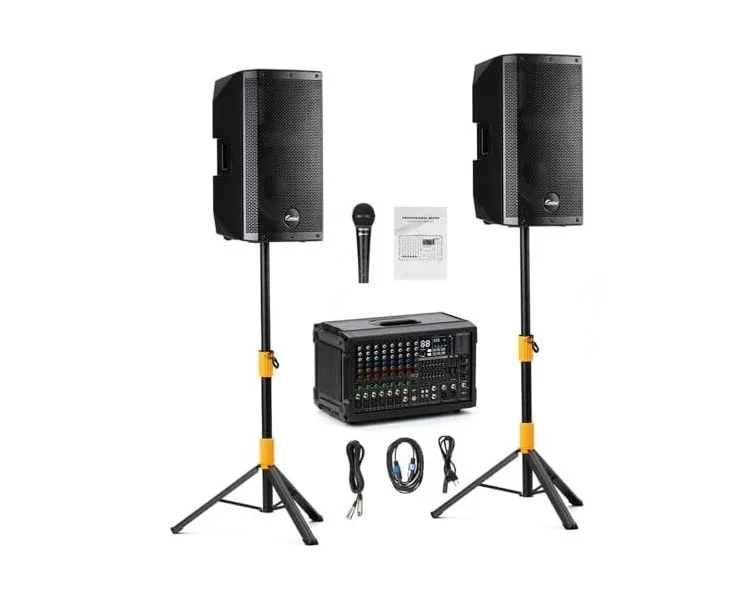 EXOTON MX-P12 Professional High-Powered PA System (with 2x12" Speakers & 10-Channel Mixer) / Day Rent
