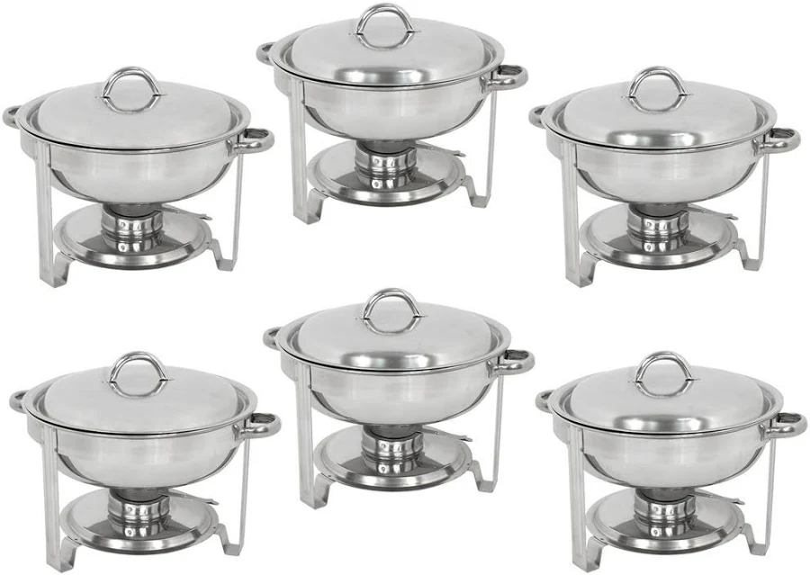 6 Pack Catering Stainless Steel Chafing Dish Sets 5 Qt